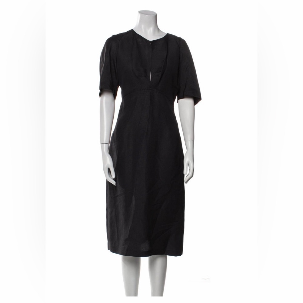 Prada Vintage Black Linen Midi Dress NWT Size 46